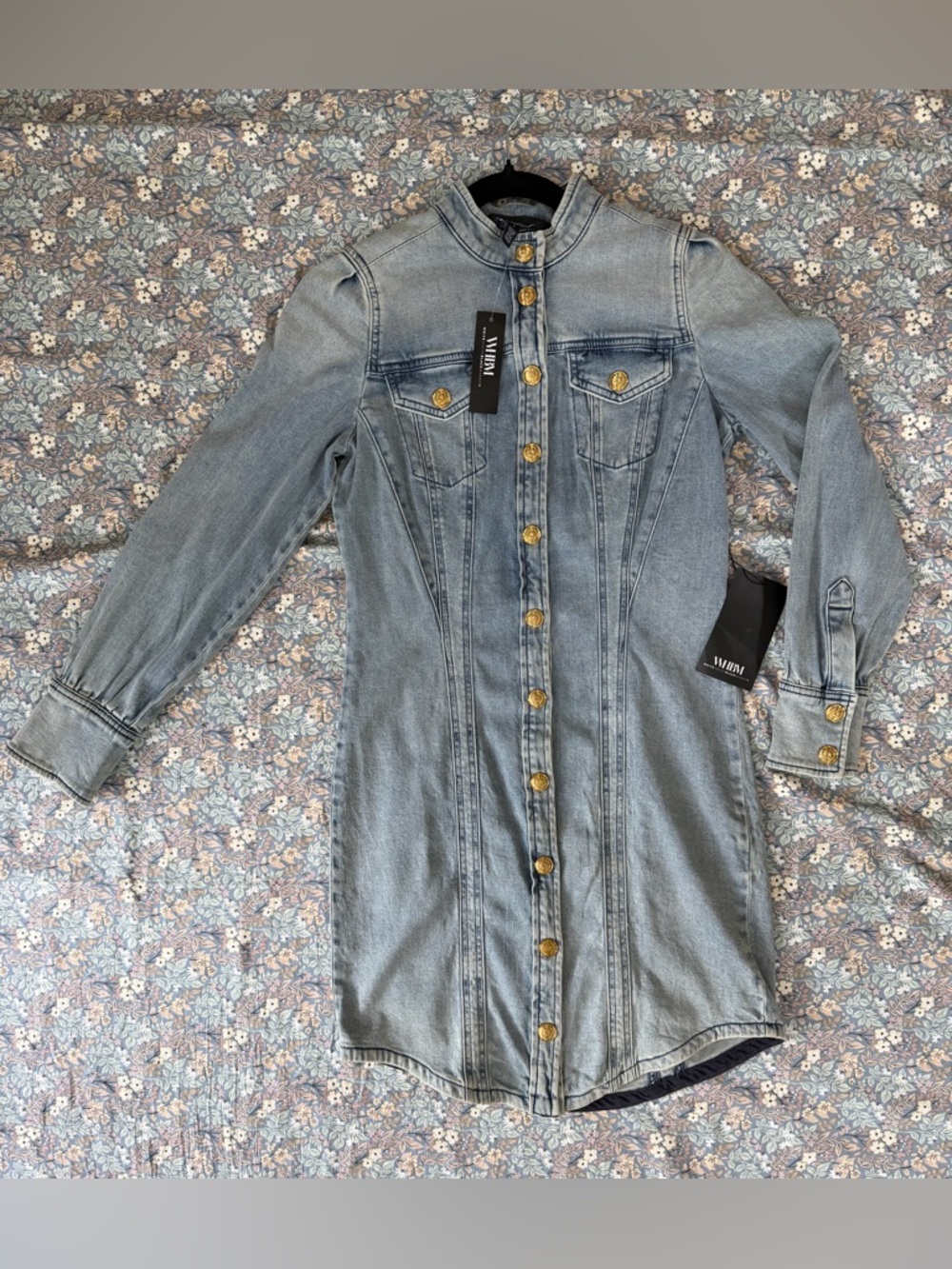White House Black Market Light Blue Denim Button-Front Dress